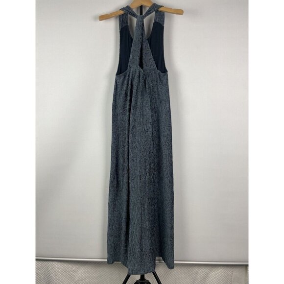 Maeve By Anthropologie Navy Blue Crinkle Velvet Sleeveless Maxi Dress Size M - Picture 9 of 10
